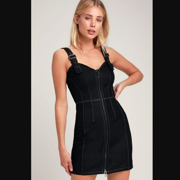 Honey Punch Dresses & Skirts - Lulus Honey Punch Black Zip-Front Bodycon Dress